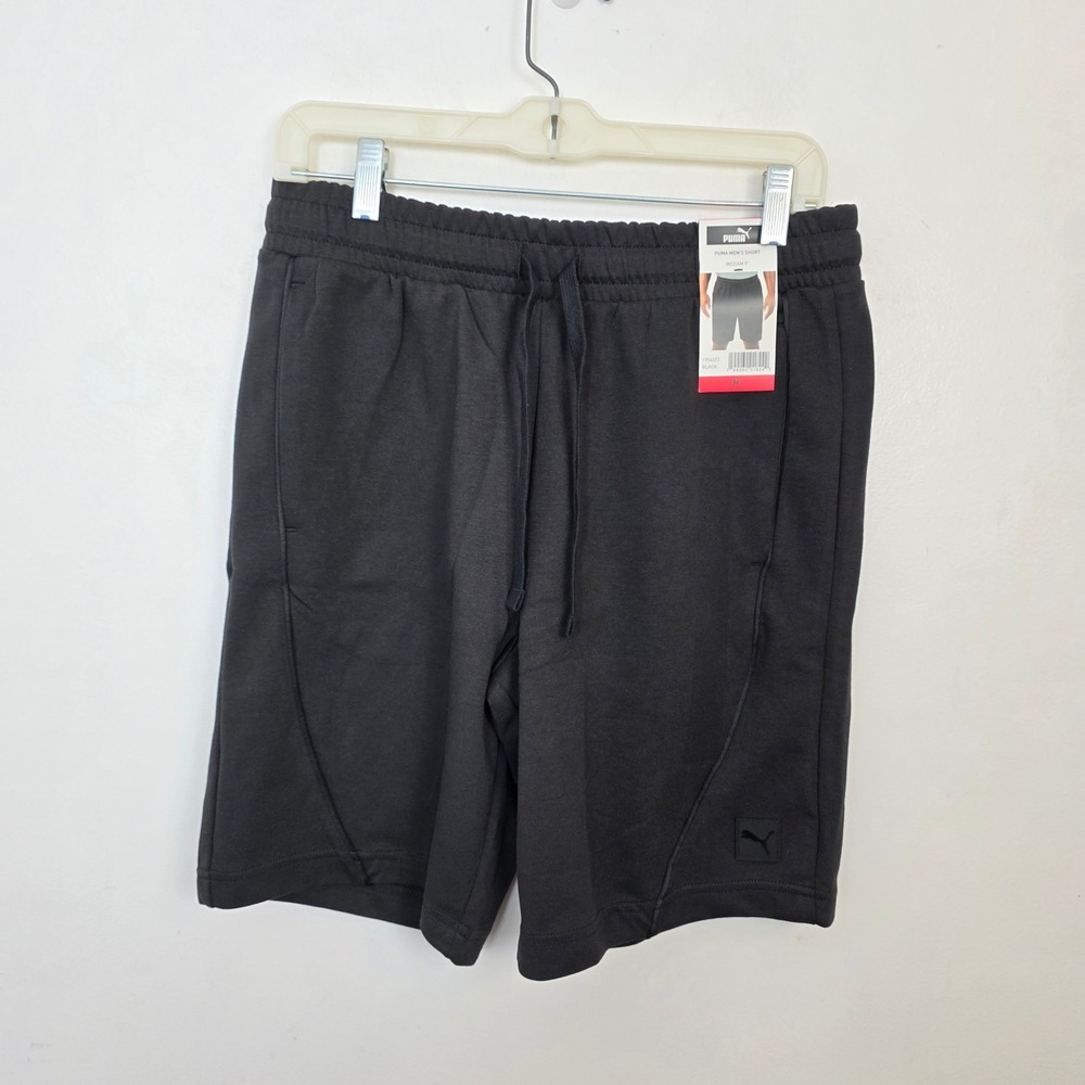 Puma Men's Black Fleece Drawstring Gym Athletic Athleisure 9" Sweat Shorts Sz M